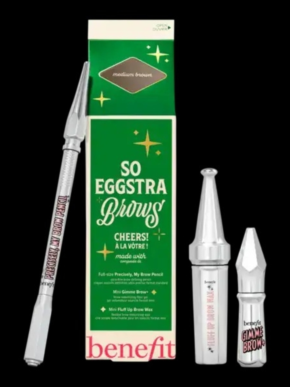 New Benefit So Eggstra Brows Trio Kit - Green & Silver Packaging